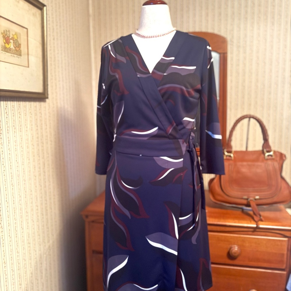 Ann Taylor Wrap Dress V-Neck 3/4 Sleeve
